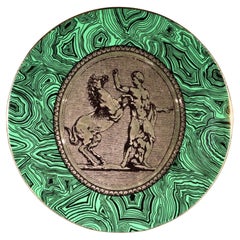 Piero Fornasetti Porcelain Green Malachite Cammei (Cameo) Plate