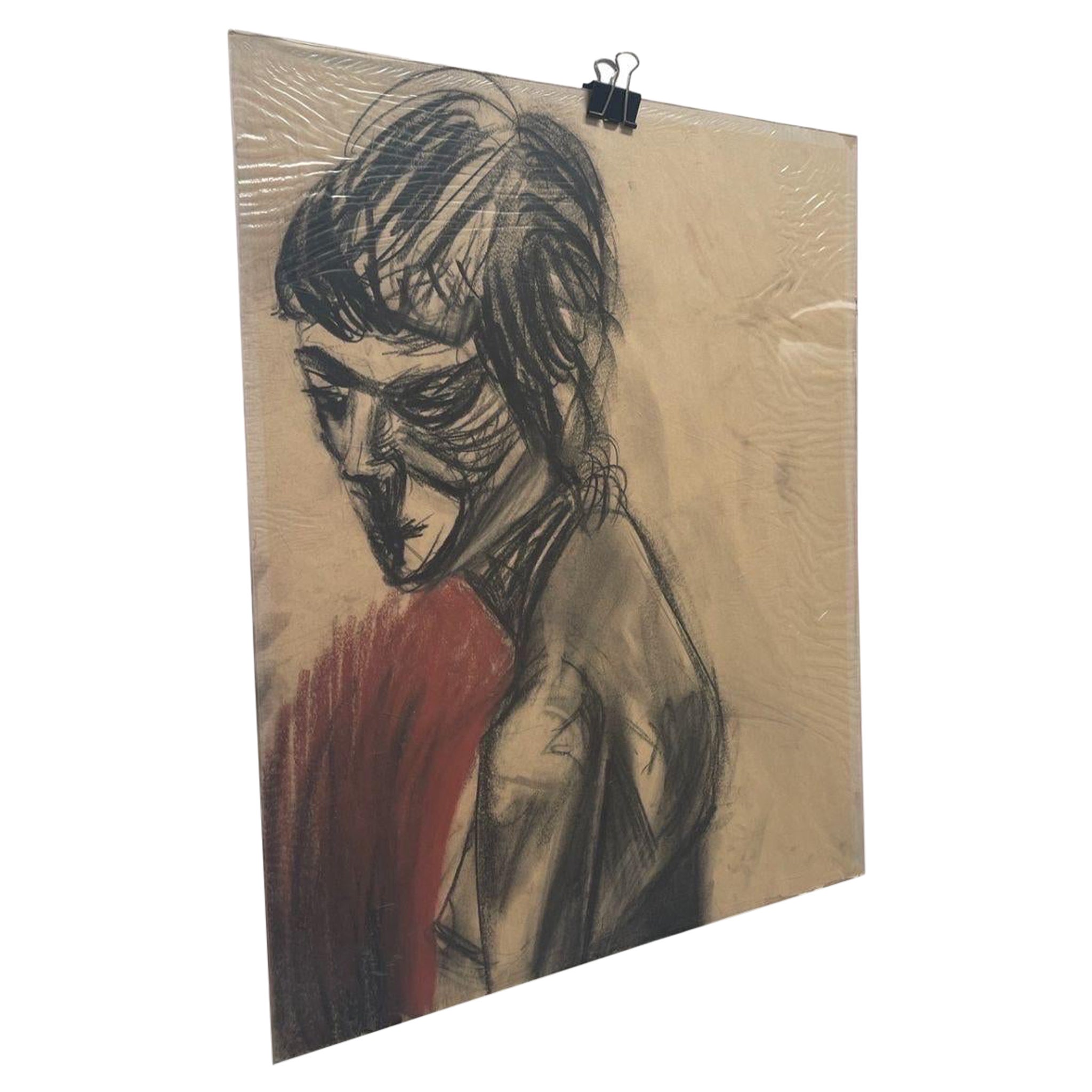 Dessin de figure abstraite vintage sur papier. en vente