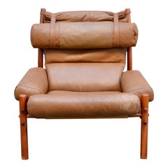 Arne Norell Model Inca Caramel Leather Lounge Chair 