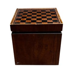 1960s by Lane Table d'échecs en noyer et vinyle avec rangement