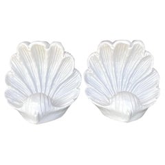 Conchiglie di vongole in ceramica smaltata costiera vintage - una coppia
