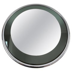 Grand miroir italien vintage des années 70, bord en acier