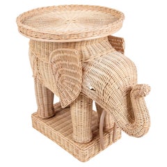 Side Table in the Shape of Wicker Elephant