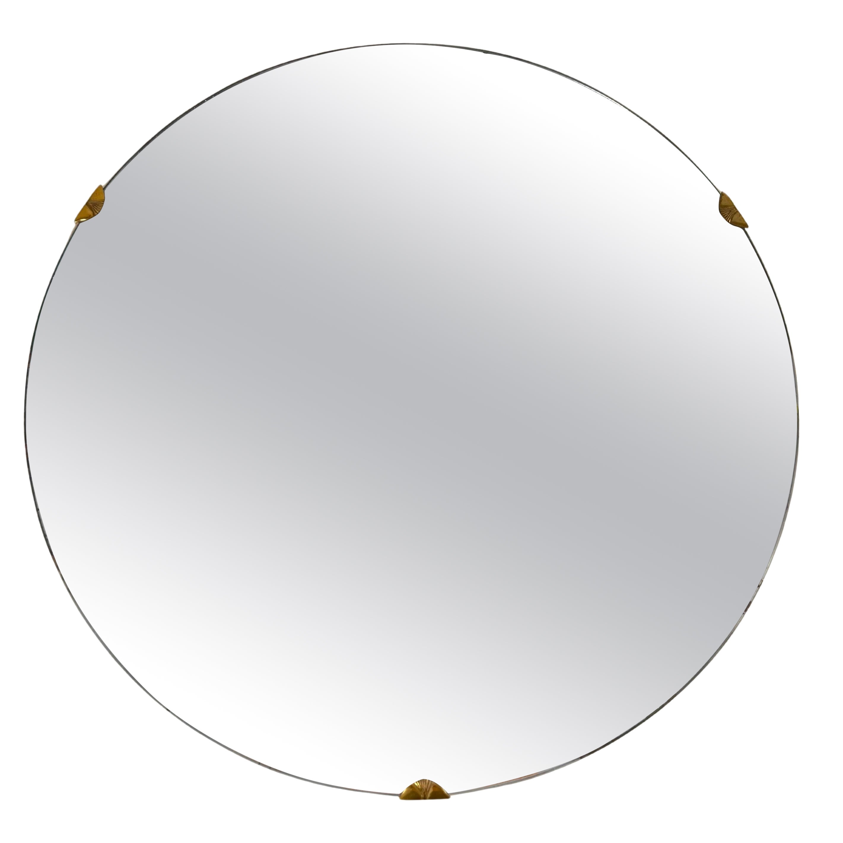 Vintage Italian Mirror From the 1960s, Brass Accessories For Sale