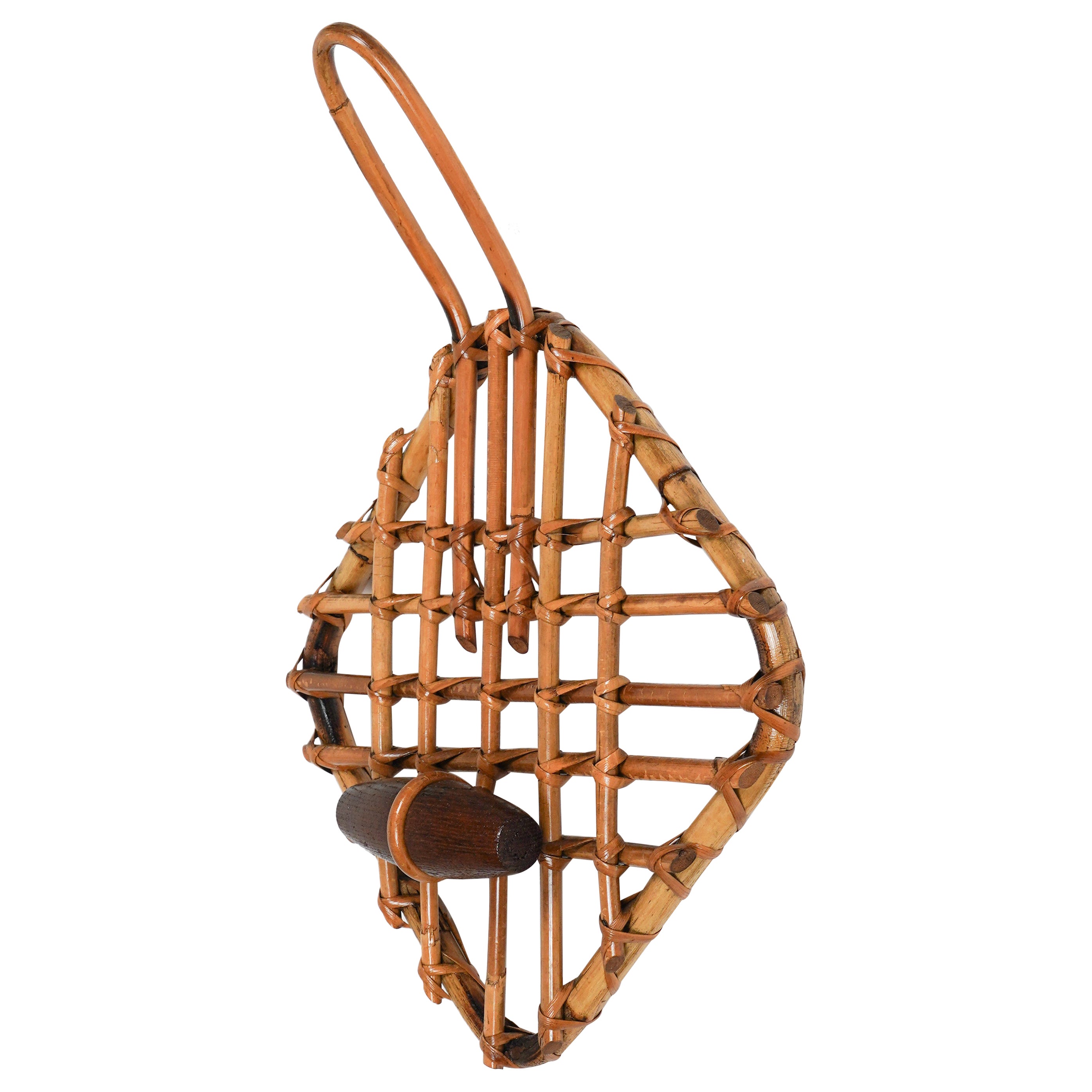 Bamboo & Rattan Coat Rack Stand by Olaf von Bohr, Italy 1960s For Sale