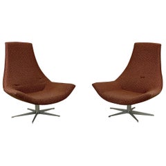 Pair Italian Modern Swivel Lounge Chairs