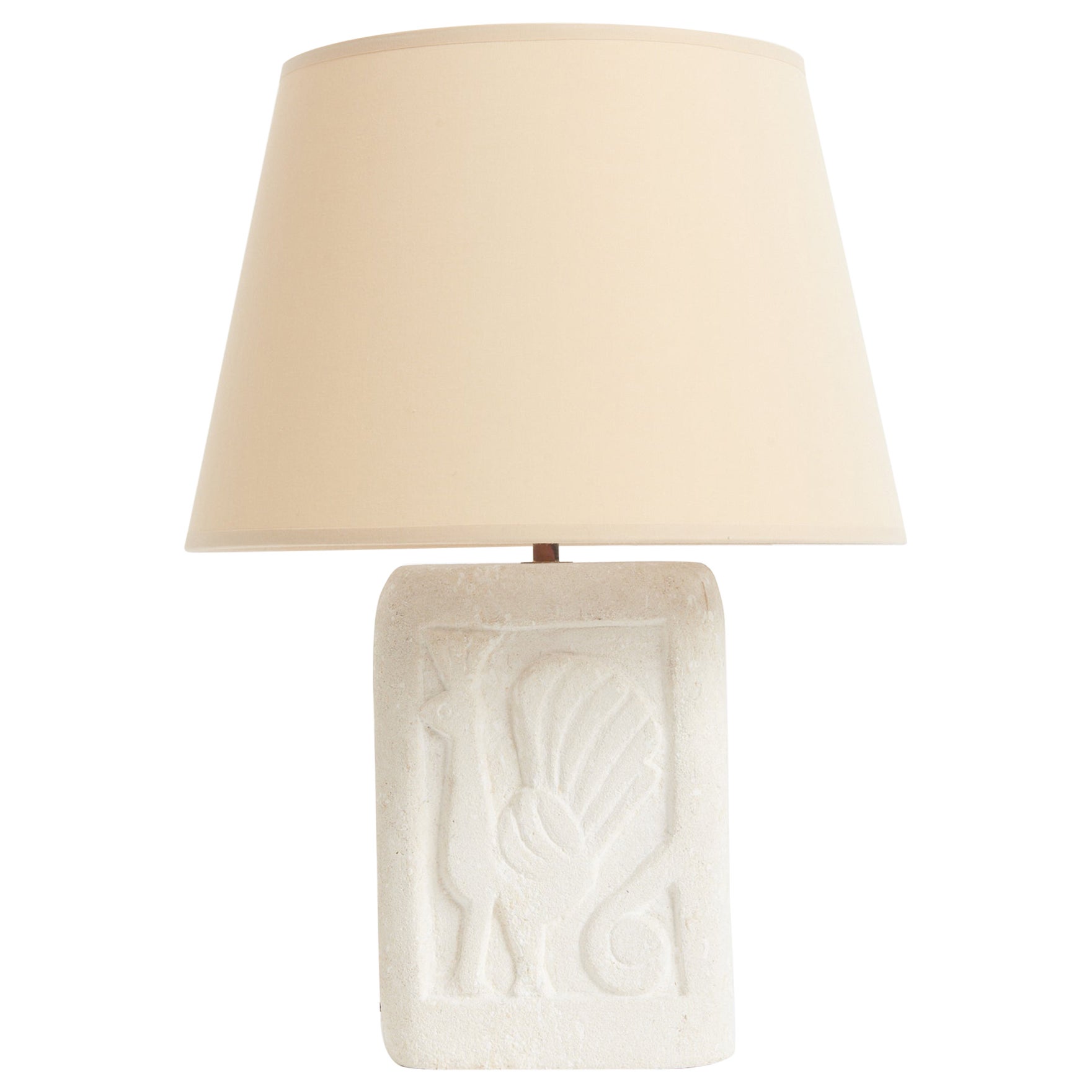 1960s Carved Stone Table Lamp