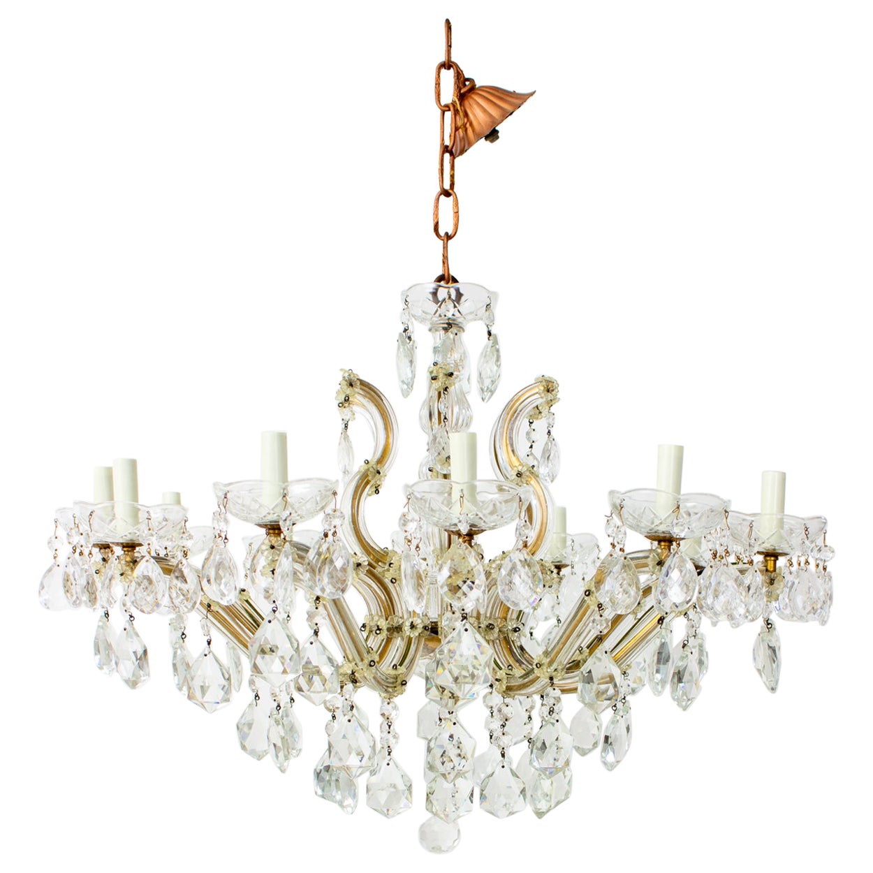 Mid 20th Century Crystal Maria Theresa Chandelier For Sale