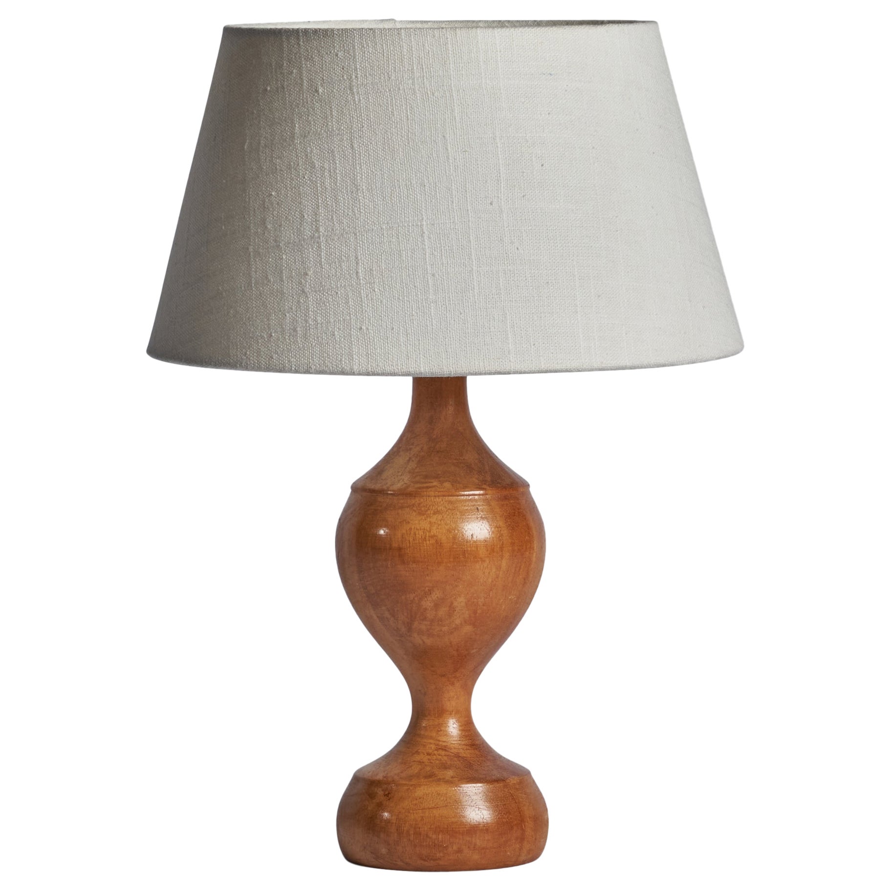 Swedish Designer, Table Lamp, Birch, Sweden, 1960s For Sale