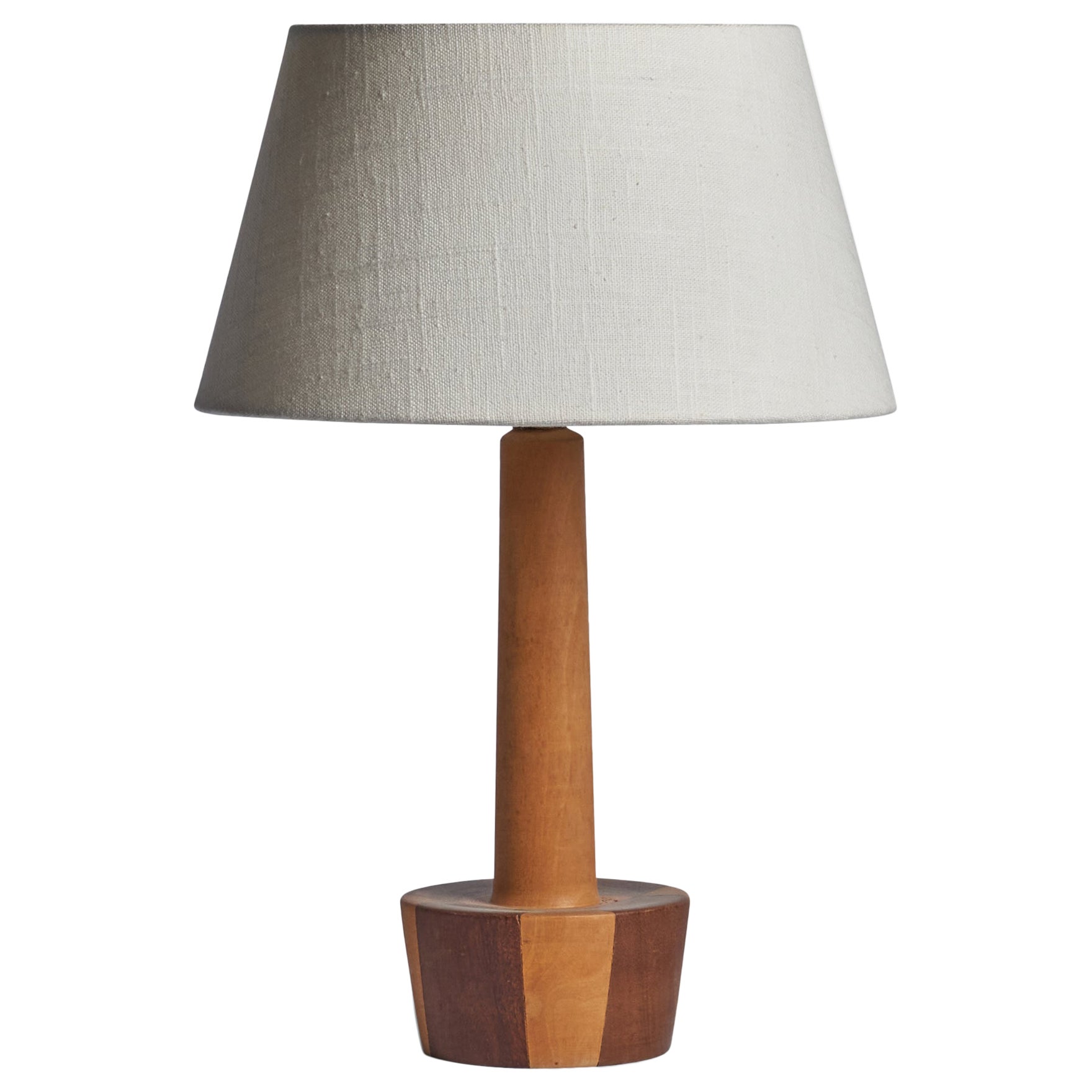 Danish Designer, Table Lamp, Beech, Teak, Denmark, 1950s