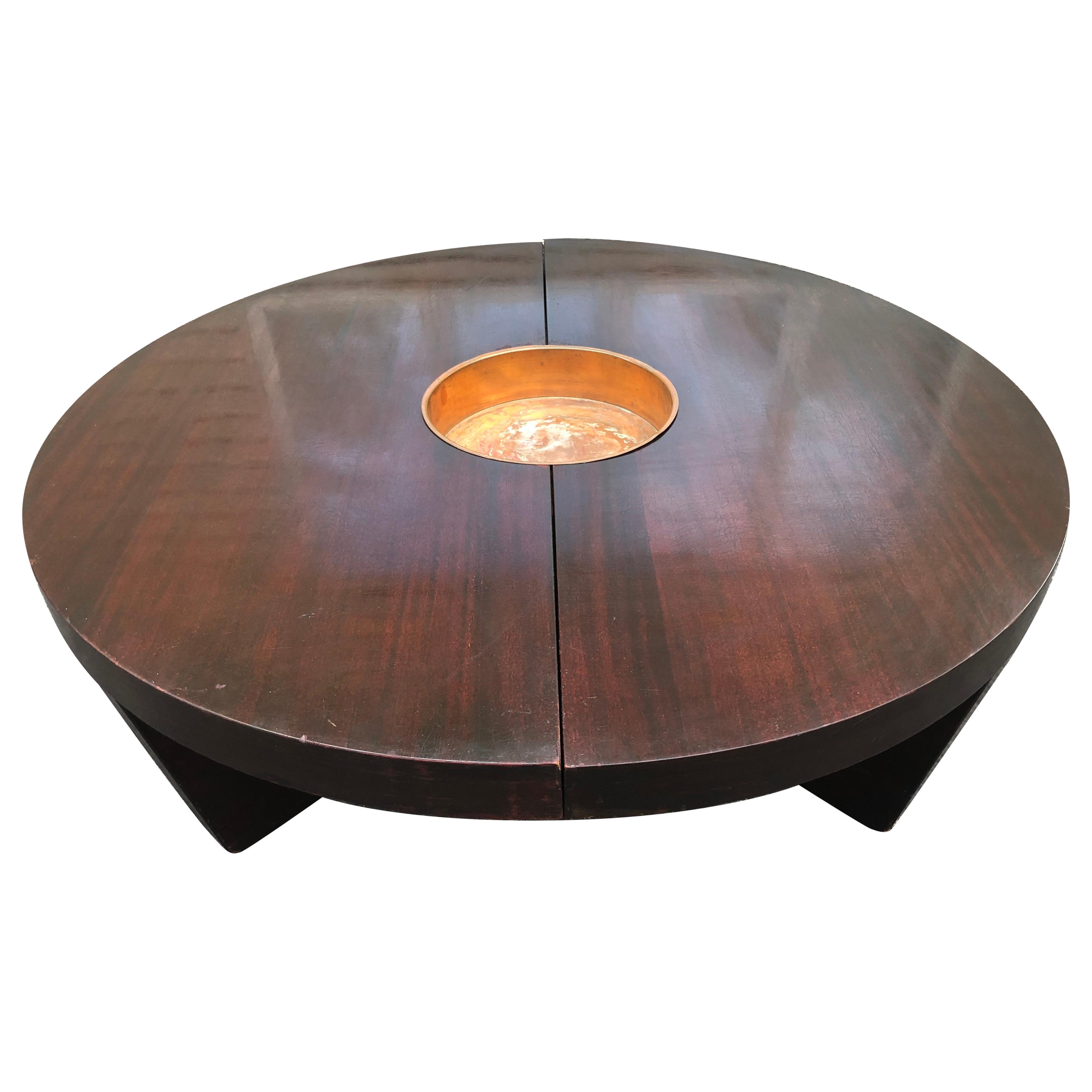 Stylish Harvey Probber Nucleus 2 Piece Mahogany Circular Coffee Table For Sale