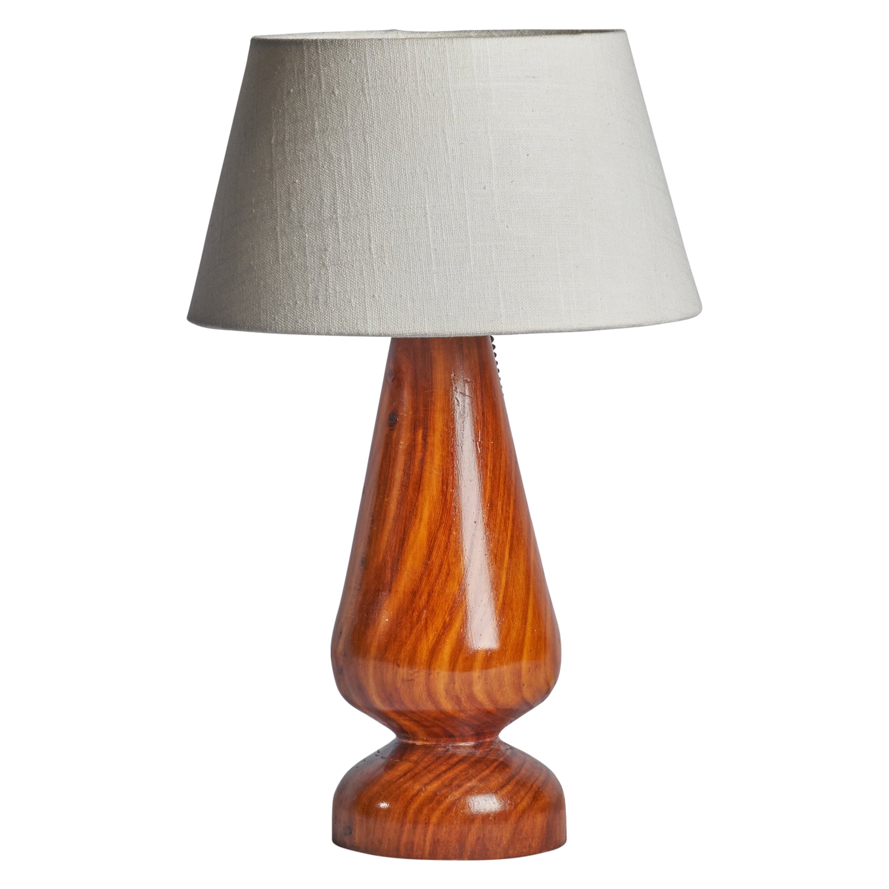 Brazilian Designer, Table Lamp, Wood, Brazil, 1950s For Sale