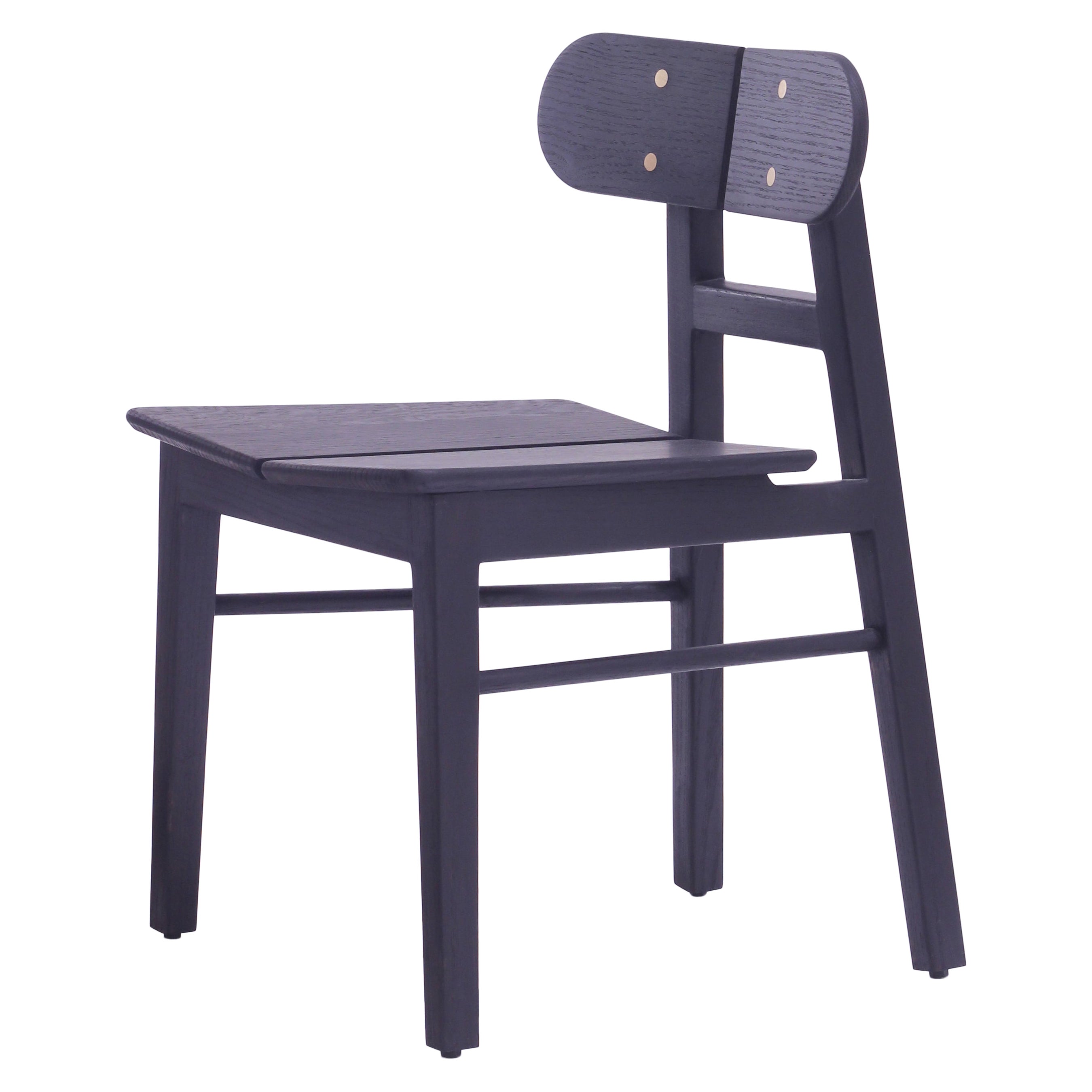 Handgefertigter Sessel aus massivem Eichenholz mit schwarzem Schmetterlingsstudien-/Ess-/Beistellstuhl mit Messing  im Angebot
