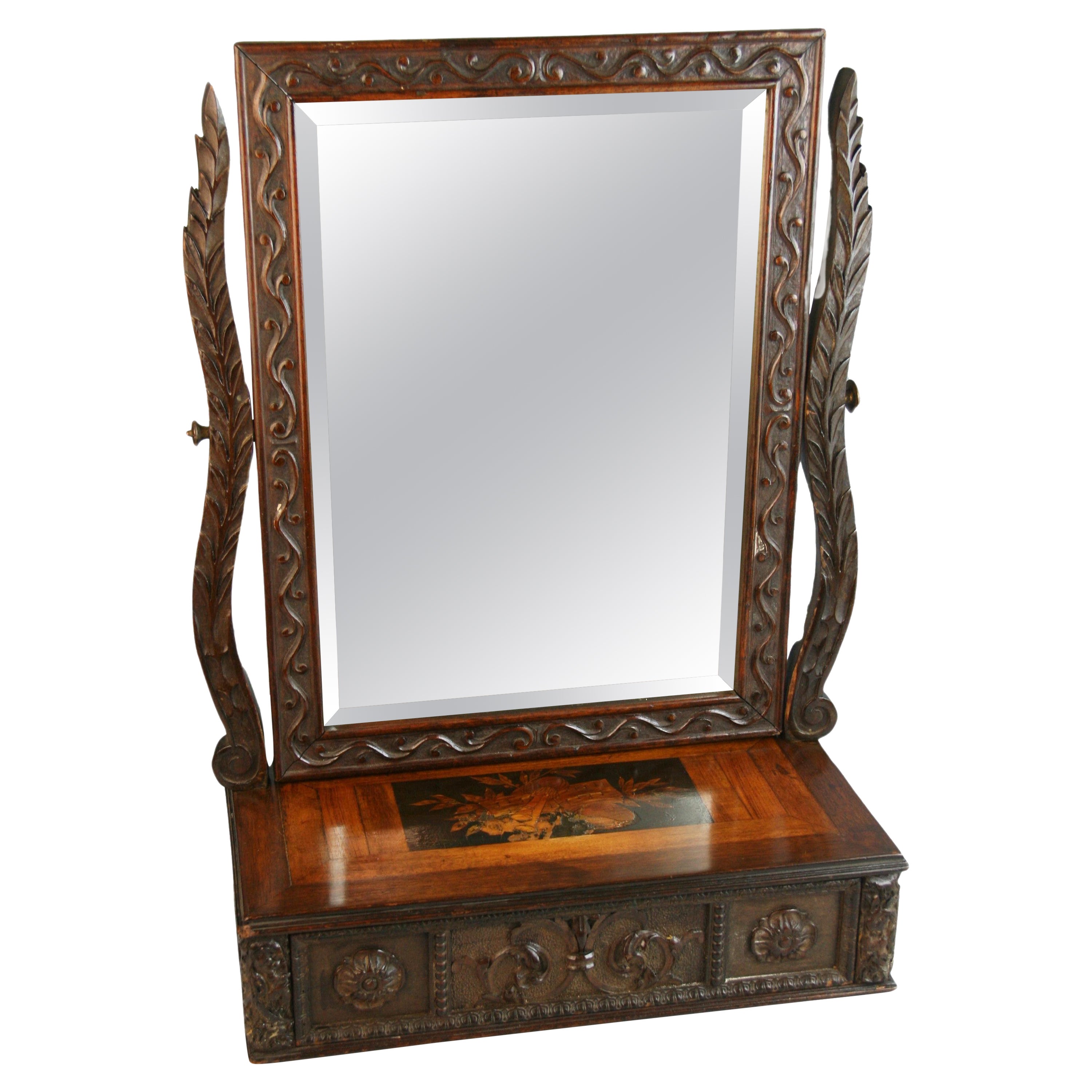 Antique Carved Dressing Table Swing Mirror 1870's