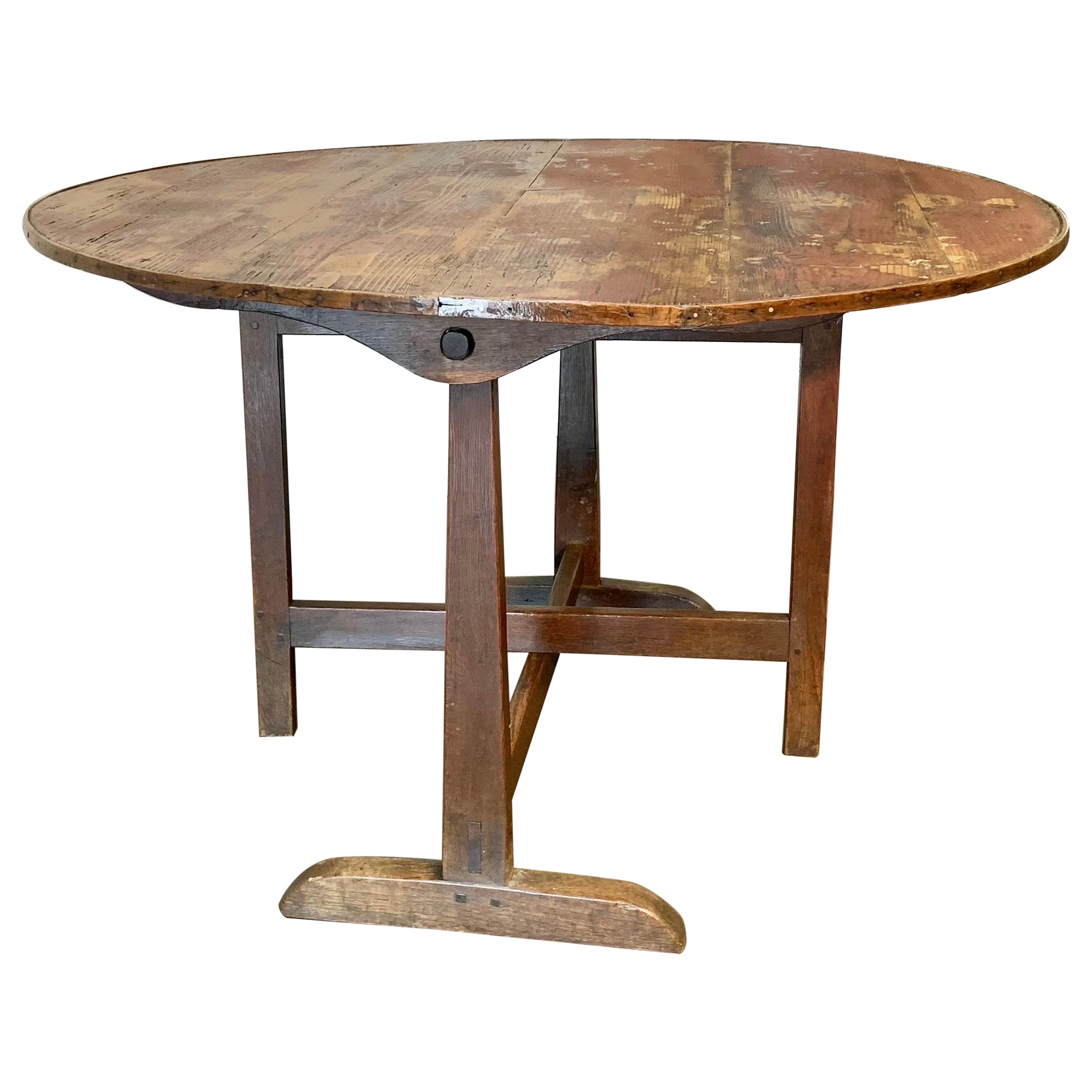 Französischer Wein-Tisch aus gemischtem Holz aus dem 19. Jahrhundert