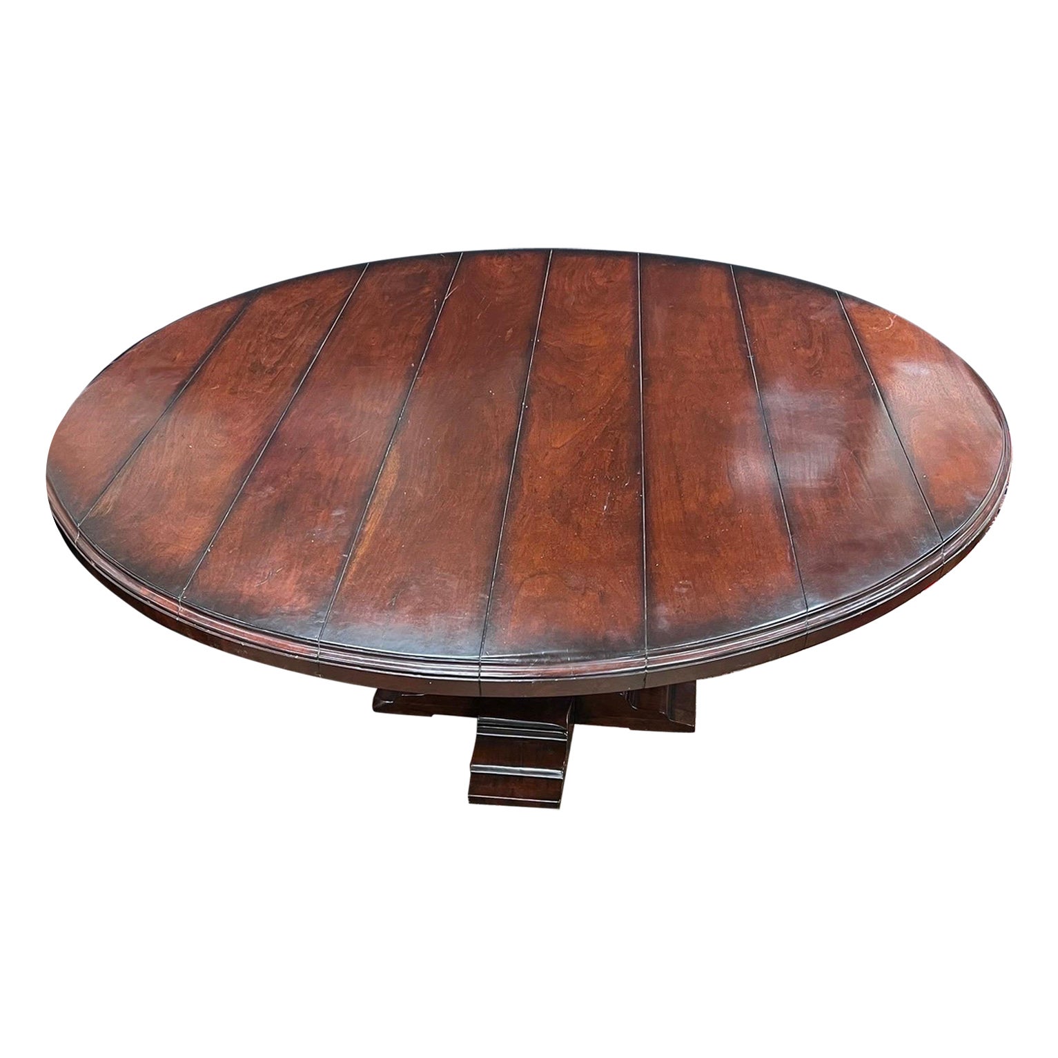 Sarreid Chatham Crossing 72"D Round Wood Plank Pedestal Dining Room Table