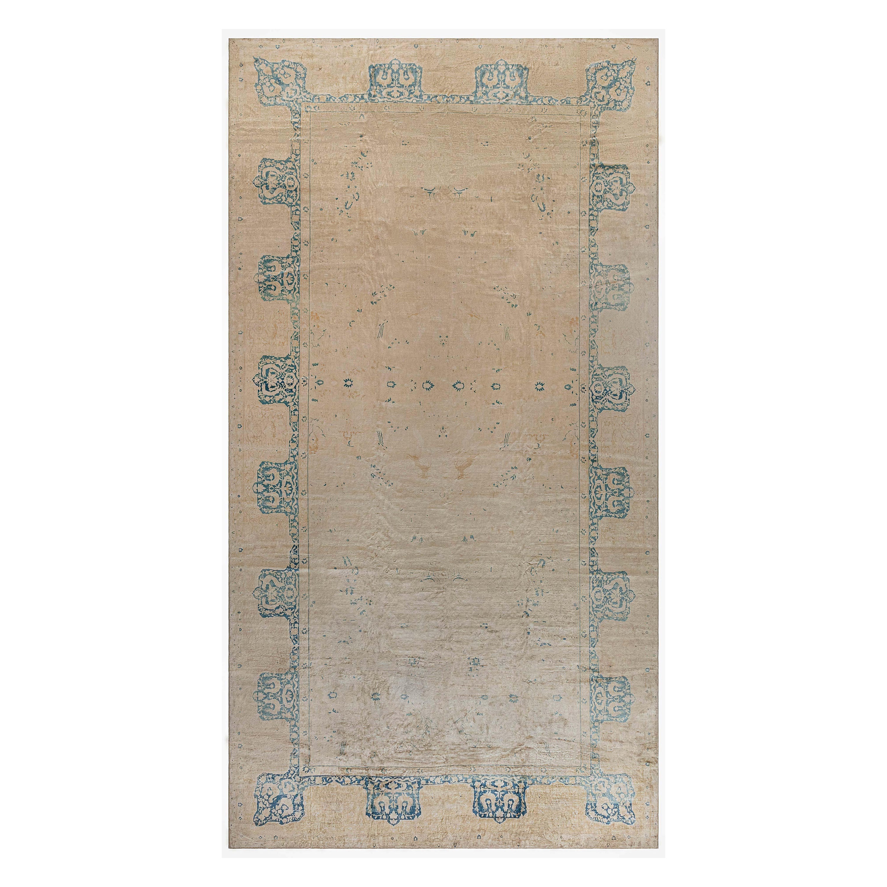 Doris Leslie Blau Alfombra india vintage de lana hecha a mano