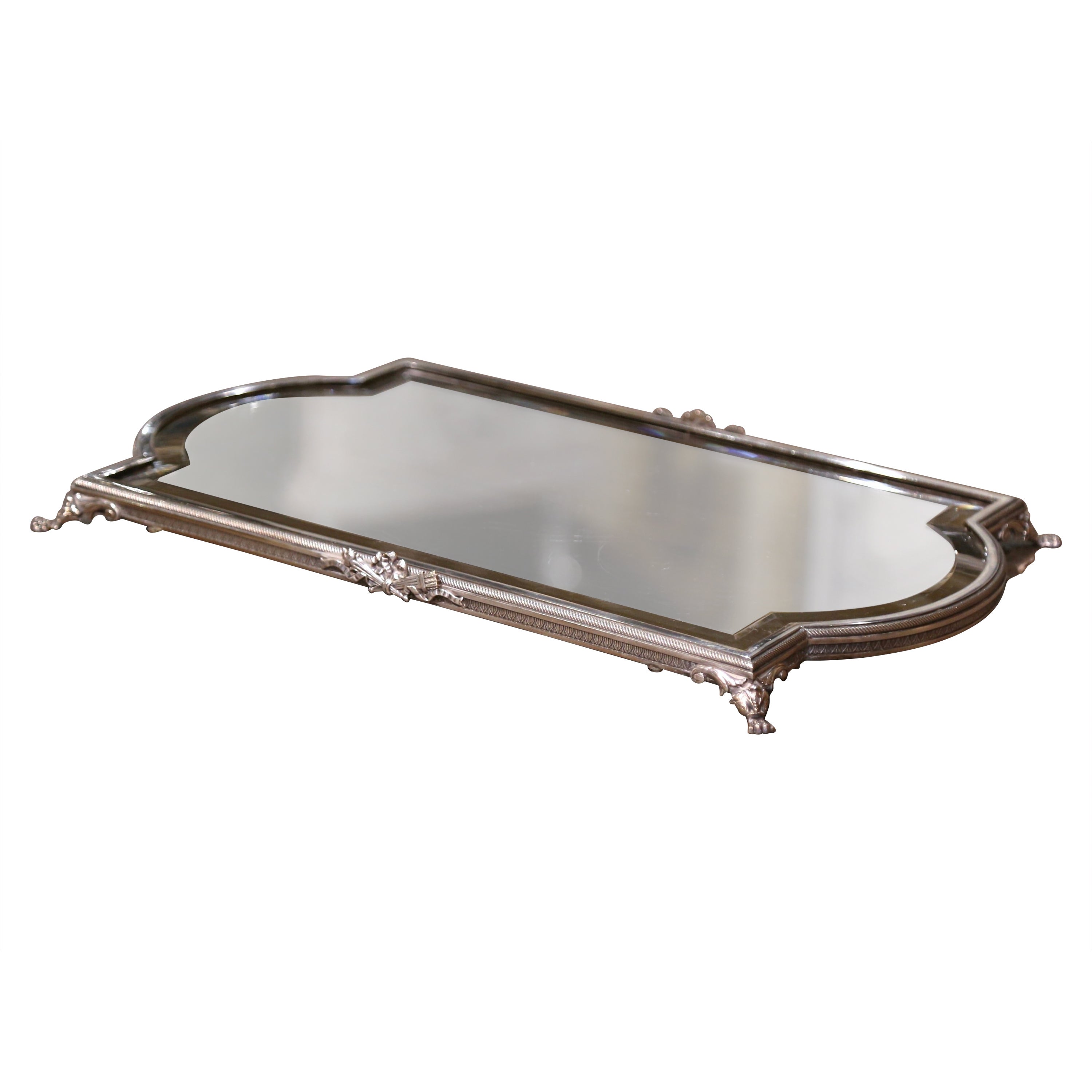 19th Century French Louis XVI Silvered Bronze and Mirrored "Surtout de Table" For Sale