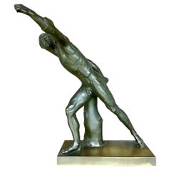 20ème siècle Vintage Italian Borghese Bronze Salvaggi Roma Gladiator Sculpture
