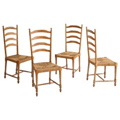 Rustic Italian Ladder Back Dining Chairs - a Set of 4