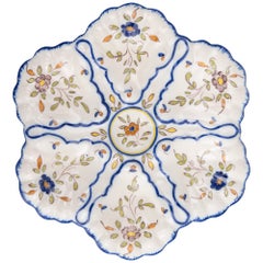 French Moustier Faience Floral Oyster Plate, Circa 1940