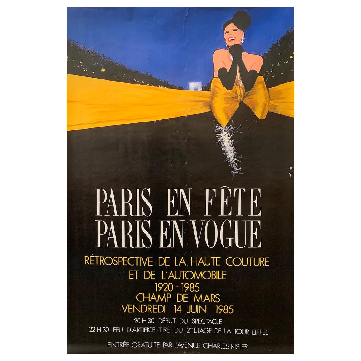 'Paris en Fete Paris en Vogue', Original Vintage Fashion Poster, Rene Gruau  For Sale