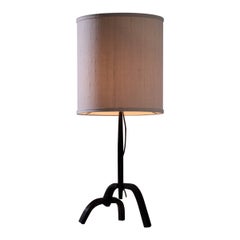 Retro Sculptural forged iron table lamp, France 1950s