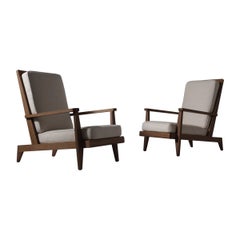 René Gabriel Lounge chairs in French Oak, France 1946