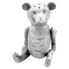 Antique Edwardian Sterling Silver Teddy Bear Pepper