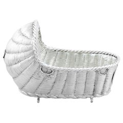 Antique Victorian Sterling Silver Cradle/Bassinet Dish 1871