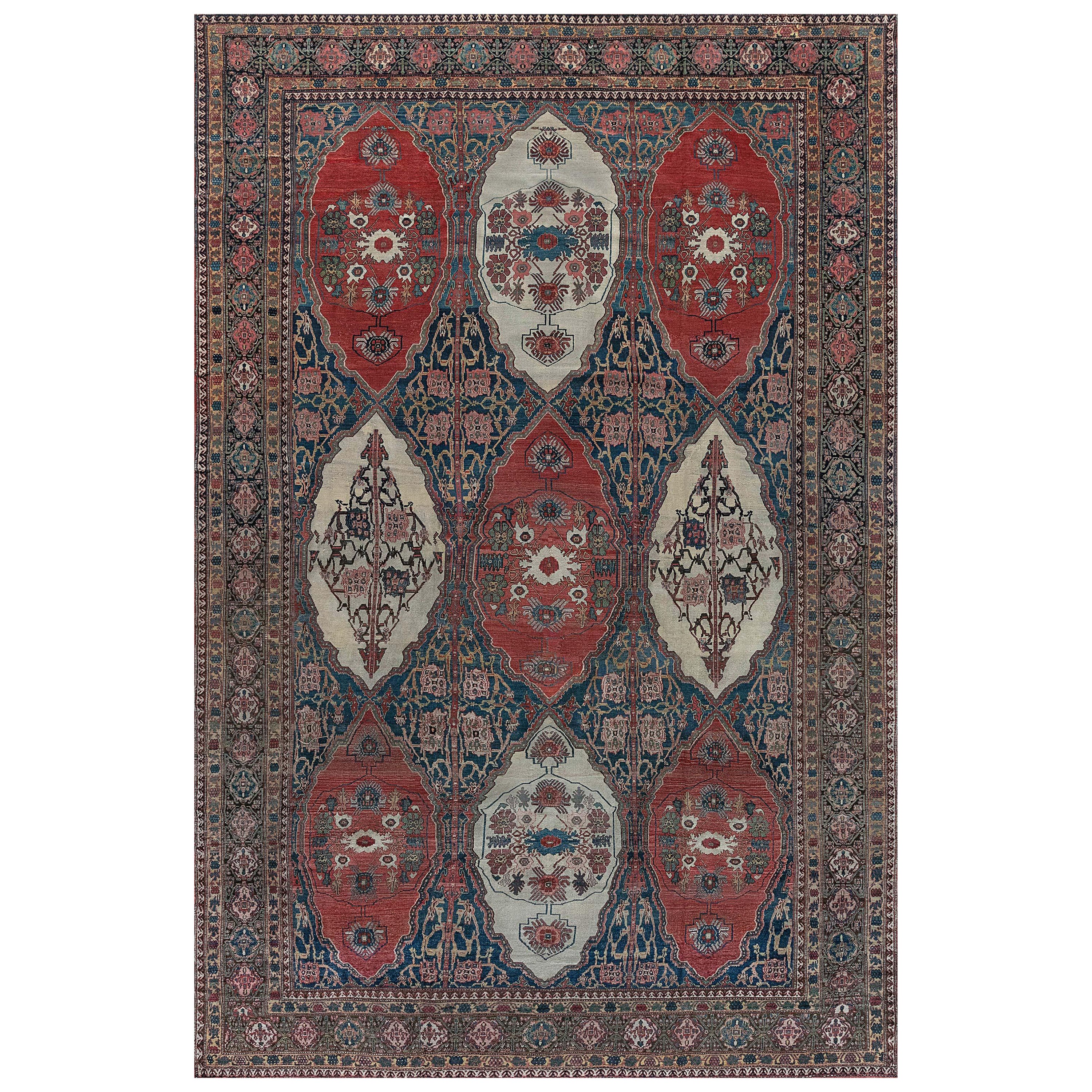 Authentique tapis persan Senneh du 19ème siècle fait à la main