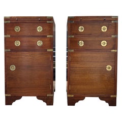 A Pair Of Military Campaign Style Bedside Cabinets