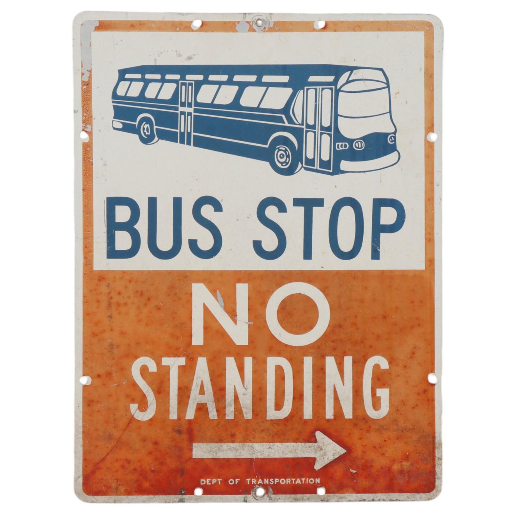 Panneau d'arrêt de bus new-yorkais des années 1970