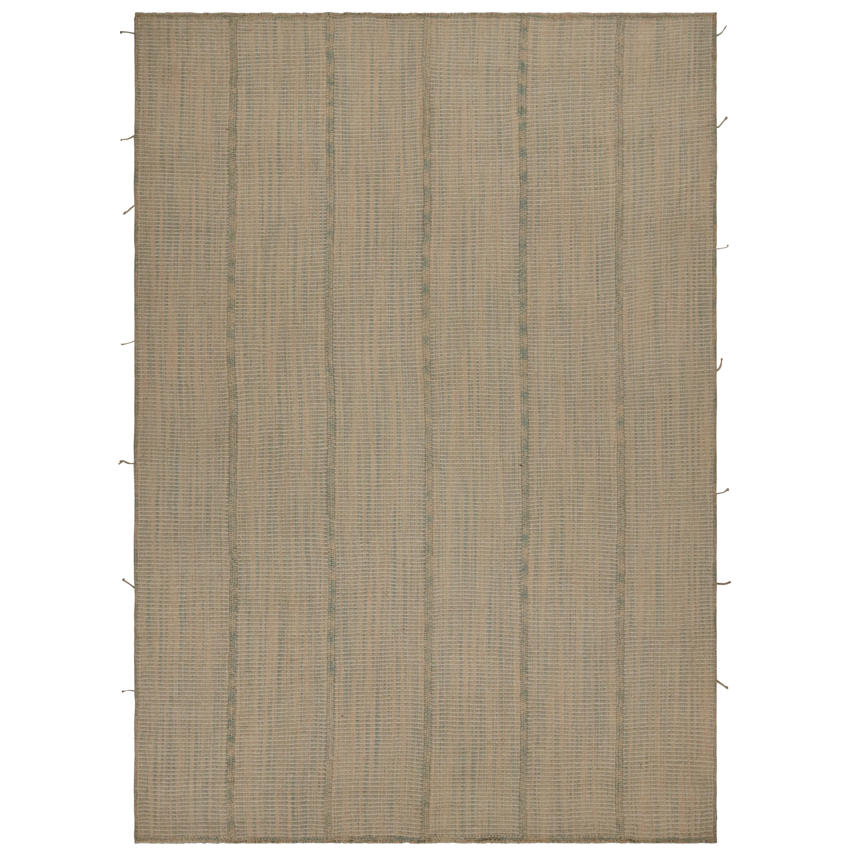 Rug & Kilim’s Contemporary Kilim in Brown with Beige Accents For Sale