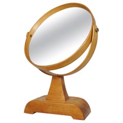 Retro Mid-Century Modern Vanity Solid Pine Table Mirror, Sweden, 1970s