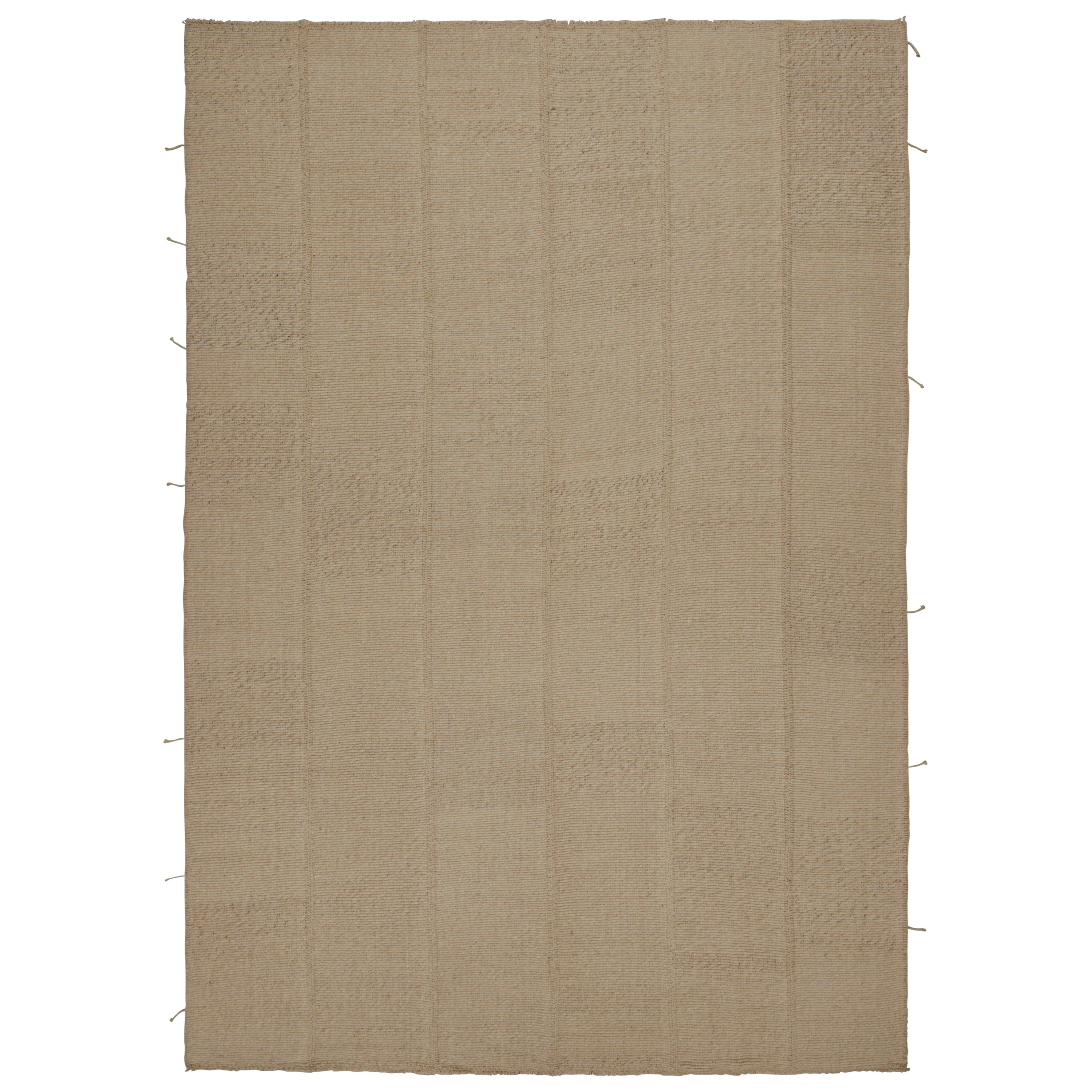 Rug & Kilim’s Contemporary Kilim in Beige with Muted Textural Stripes For Sale