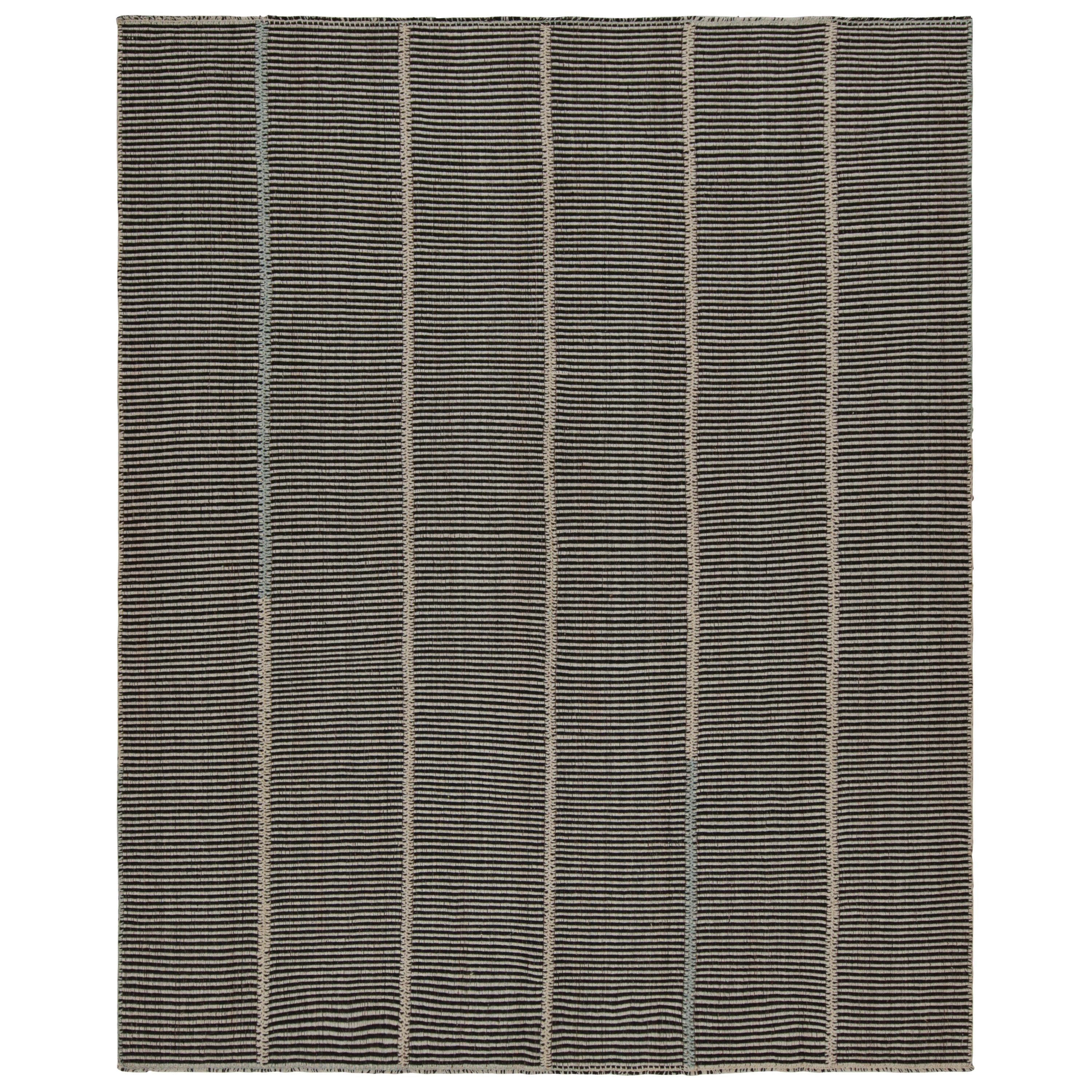 Rug & Kilim’s Contemporary Kilim in Brown, with Beige and Blue Accents For Sale