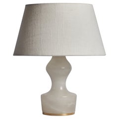 Italian Designer, Table Lamp, Onyx, Brass, Italy, 1970s