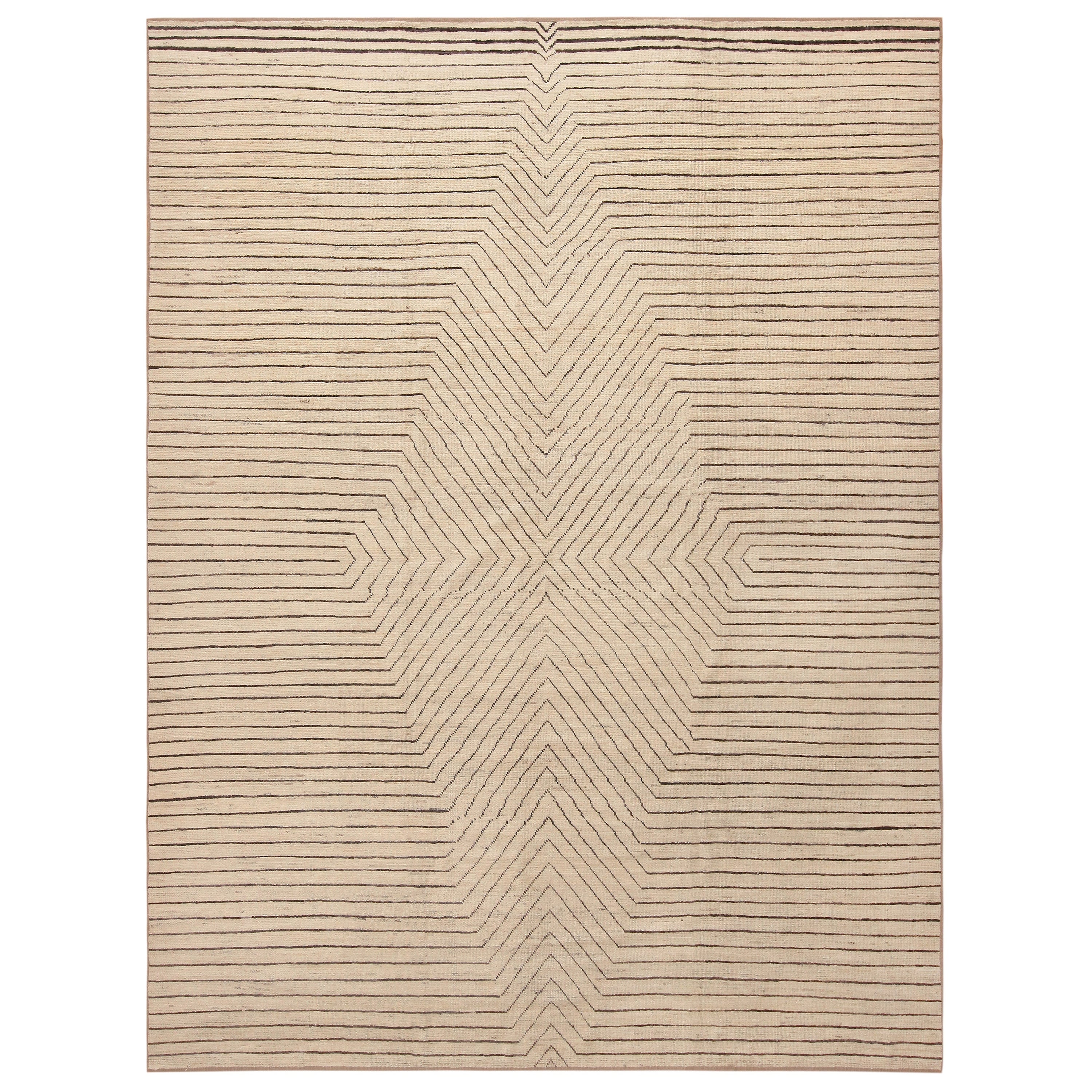 Tapis géométrique moderne de la collection Nazmiyal. 9 pieds 5 po. x 12 pieds 2 po.