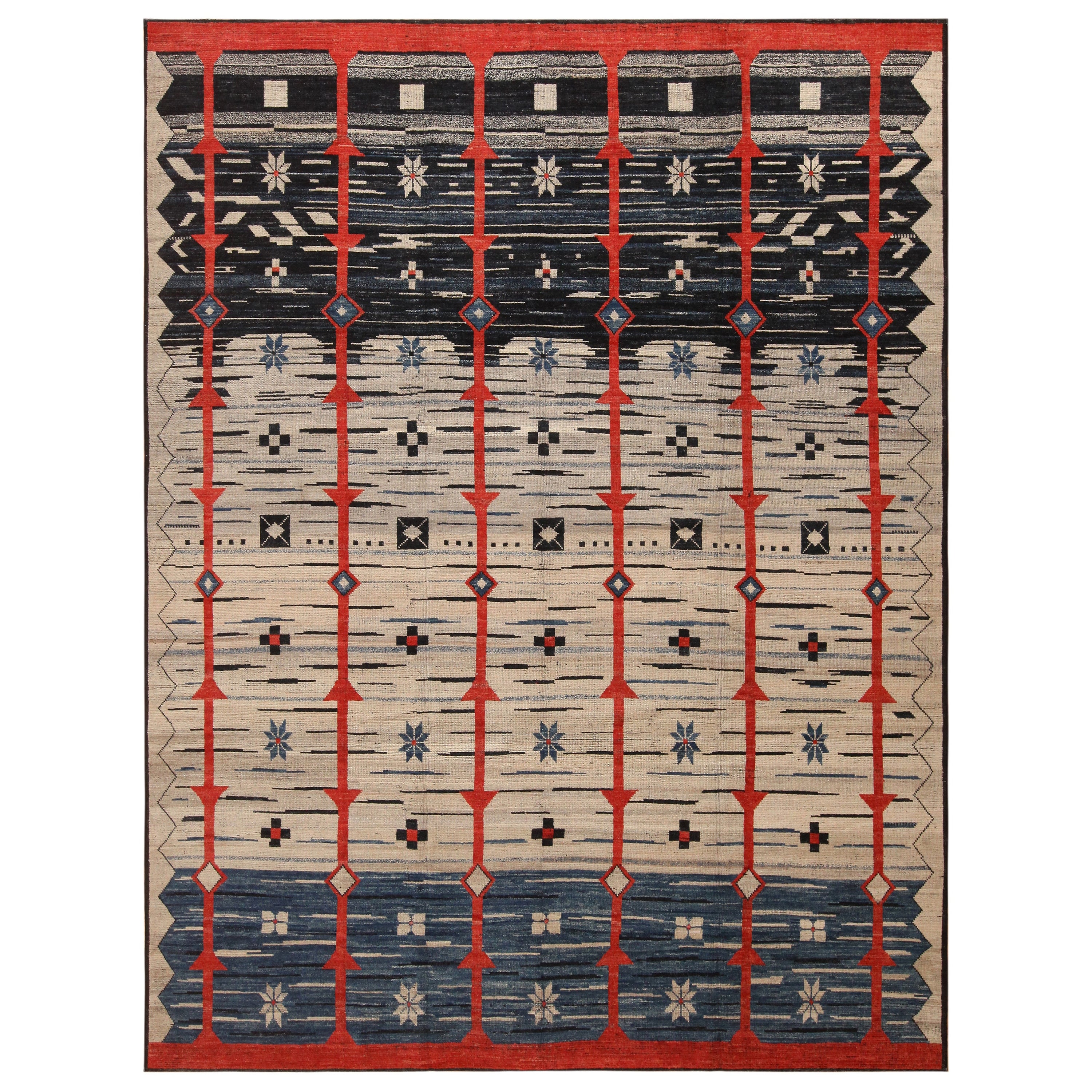 Nazmiyal Collection Mid-century Modern Design Rug. 9 ft 5 in x 12 ft 3 in For Sale