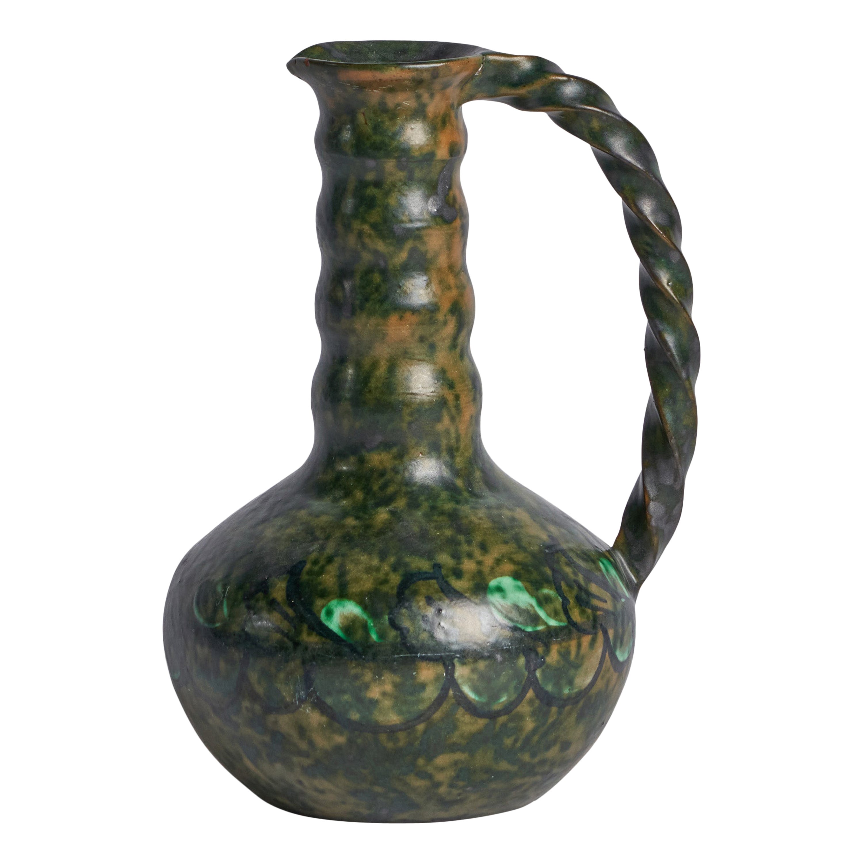 Erik Mornils, Pitcher, Earthenware, Sweden, 1930s For Sale