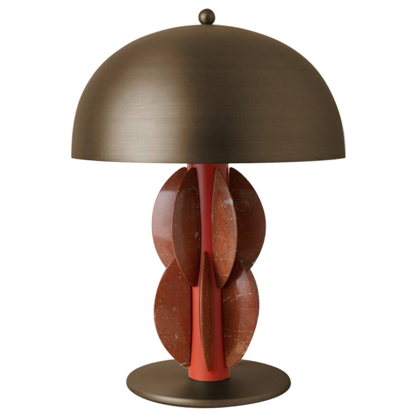 Lampe de table Monarch Rosso Alicante et bronze brossé par Carla Baz en vente