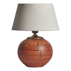 Upsala Ekeby, Lámpara de mesa, loza, latón, Suecia, años 1930