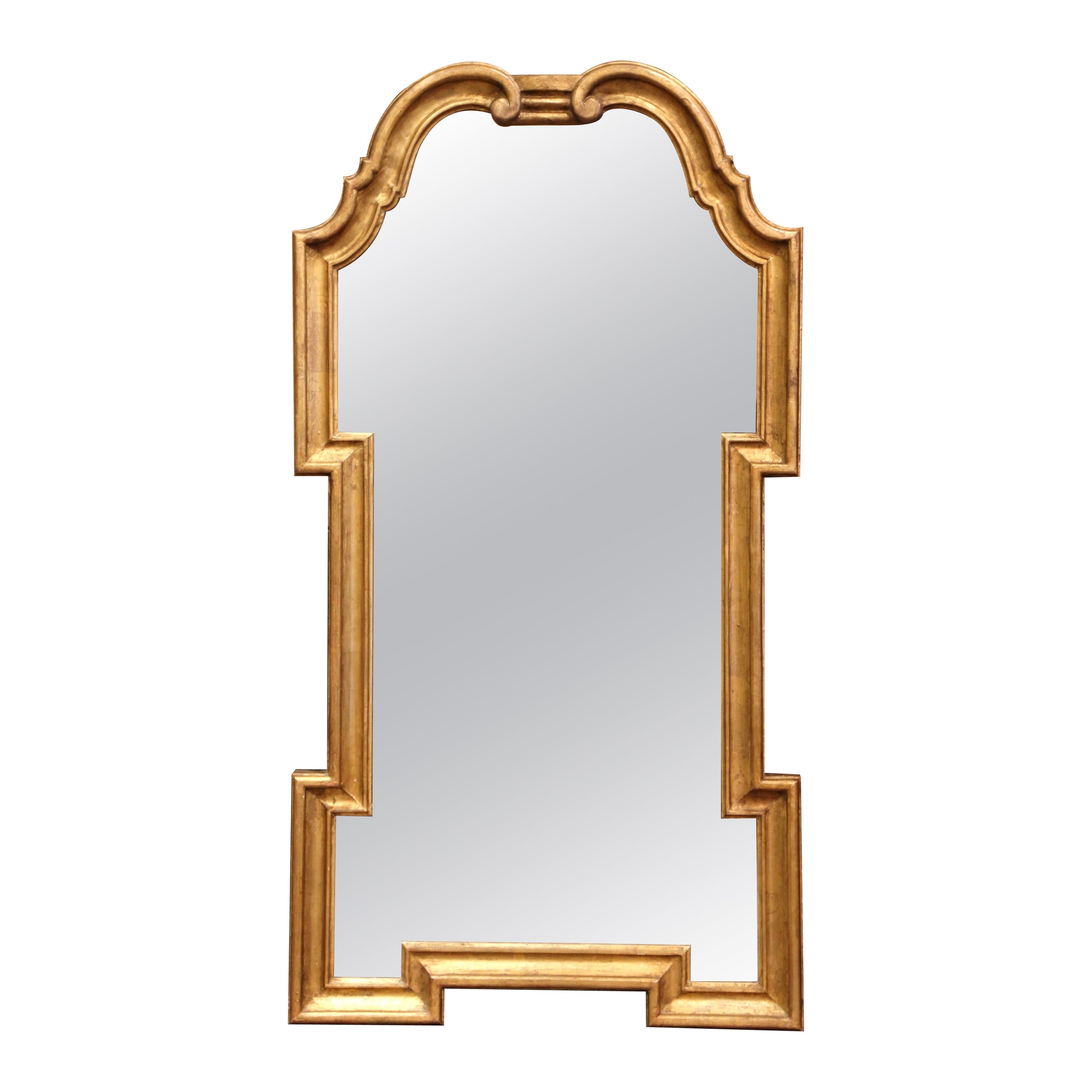 Mid-Century Italian Neoclassical Carved Giltwood Wall Mirror For Sale