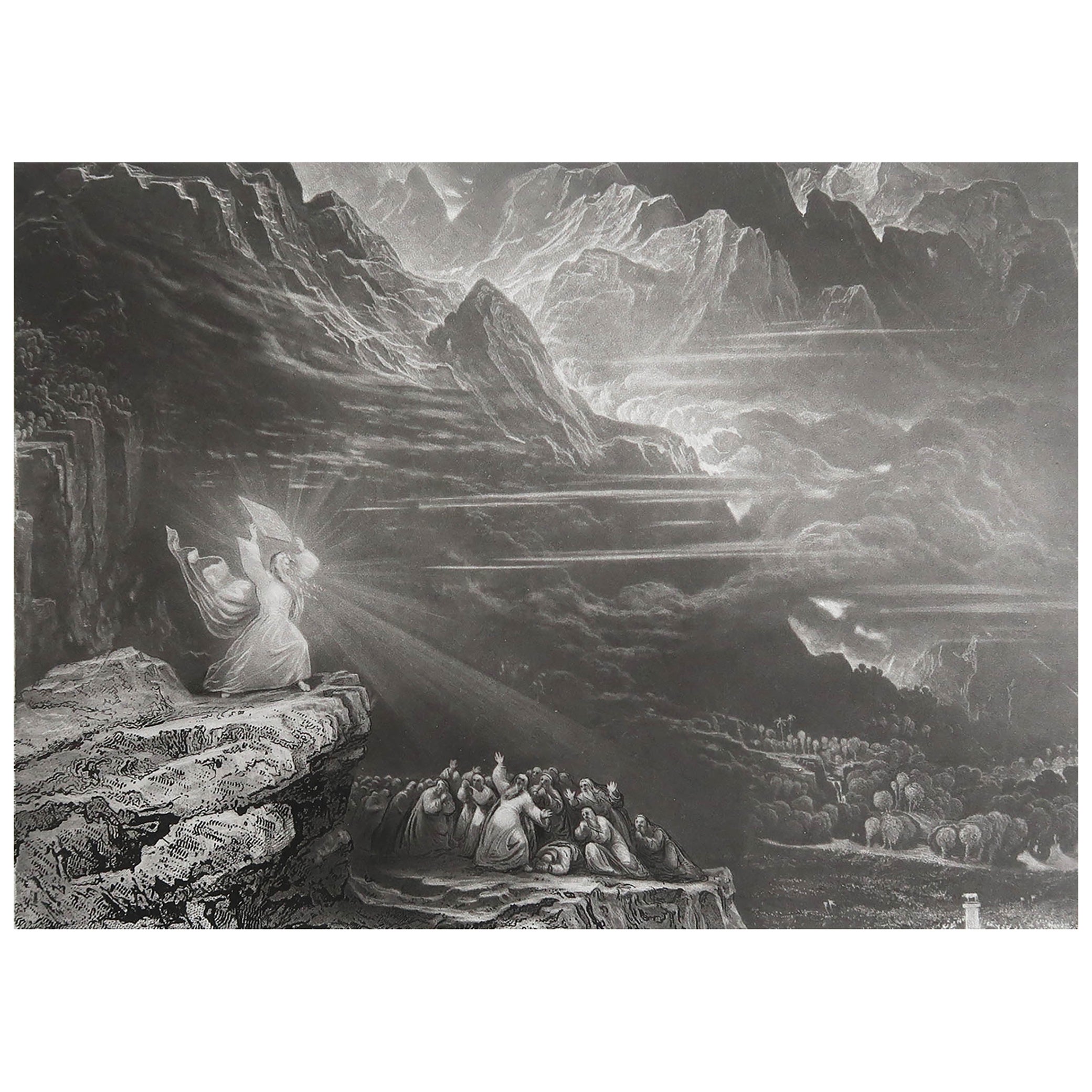 Mezzotint by John Martin, Moses Breaking the Tables, Sangster, circa 1850