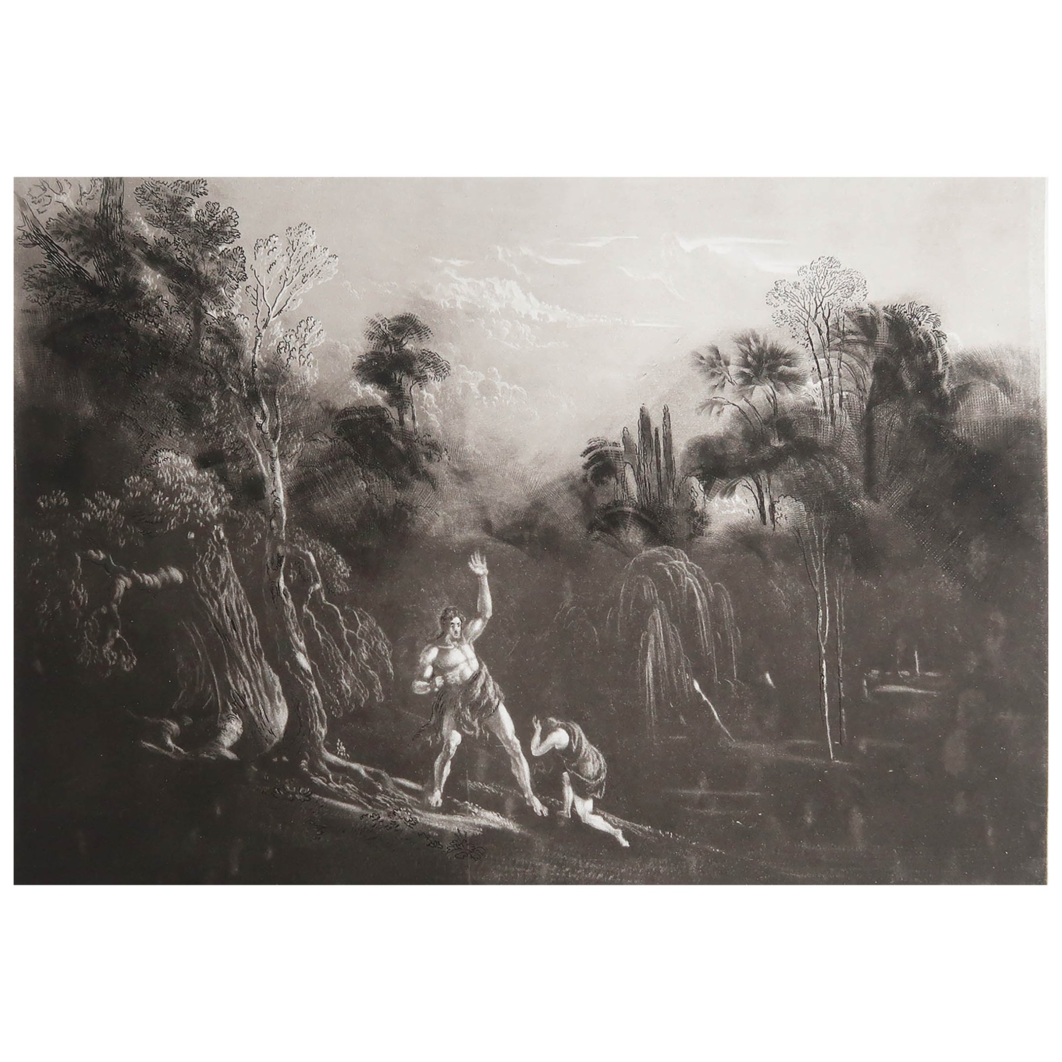 Mezzotinto von John Martin, Adam im Kampf mit Eva, Washbourne, 1853 im Angebot