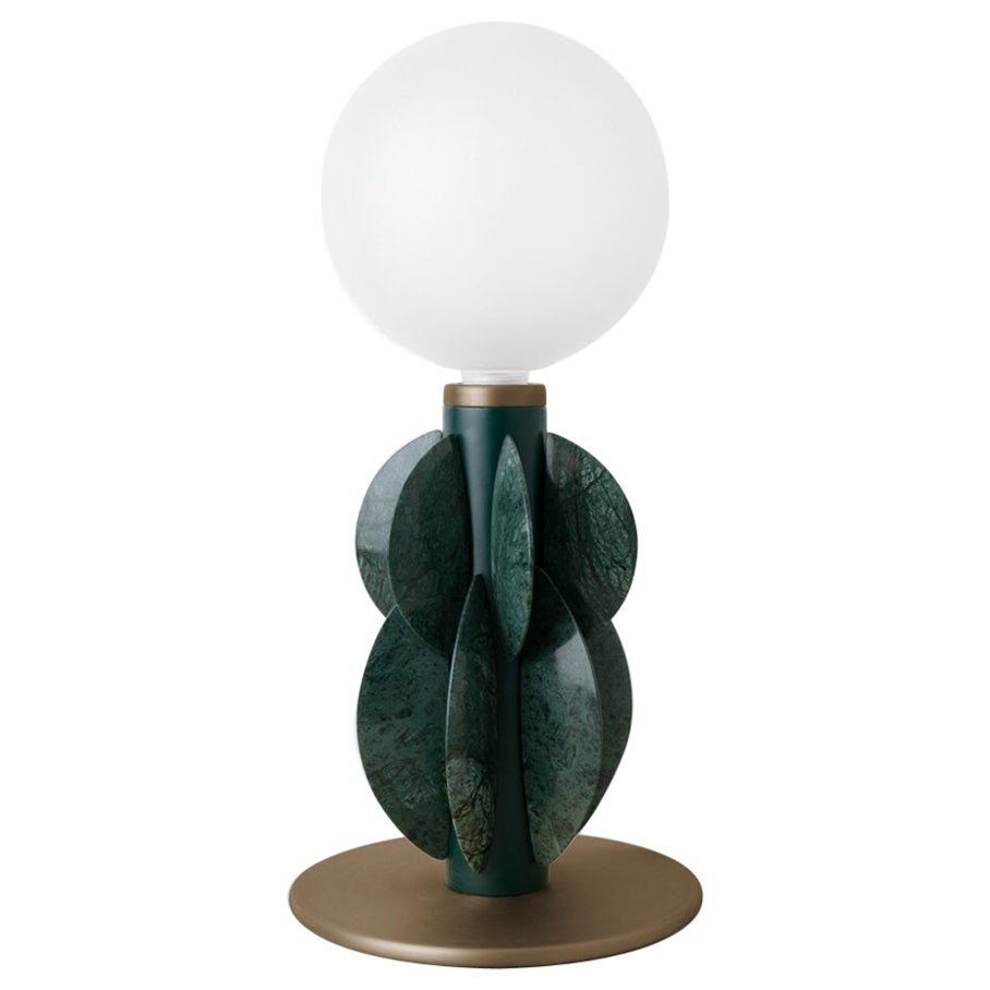 Monarch Guatemala Verde and Bronze Table Lamp with Glass Globe by Carla Baz For Sale