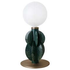 Lampe de bureau Monarch Guatemala Verde et bronze avec globe en verre de Carla Baz