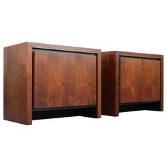 Vintage Pair of Dillingham Nightstands or End Tables in Bookmatched Walnut