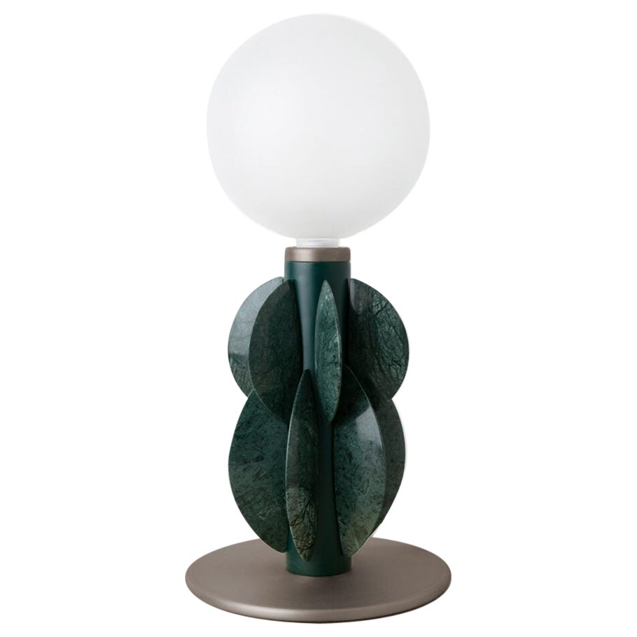 Monarch Guatemala Verde and Steel Table Lamp with Glass Globe by Carla Baz For Sale